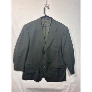 Biella Mens Dark Green Three-Button Suit Jacket 100 Pure Wool 42R
